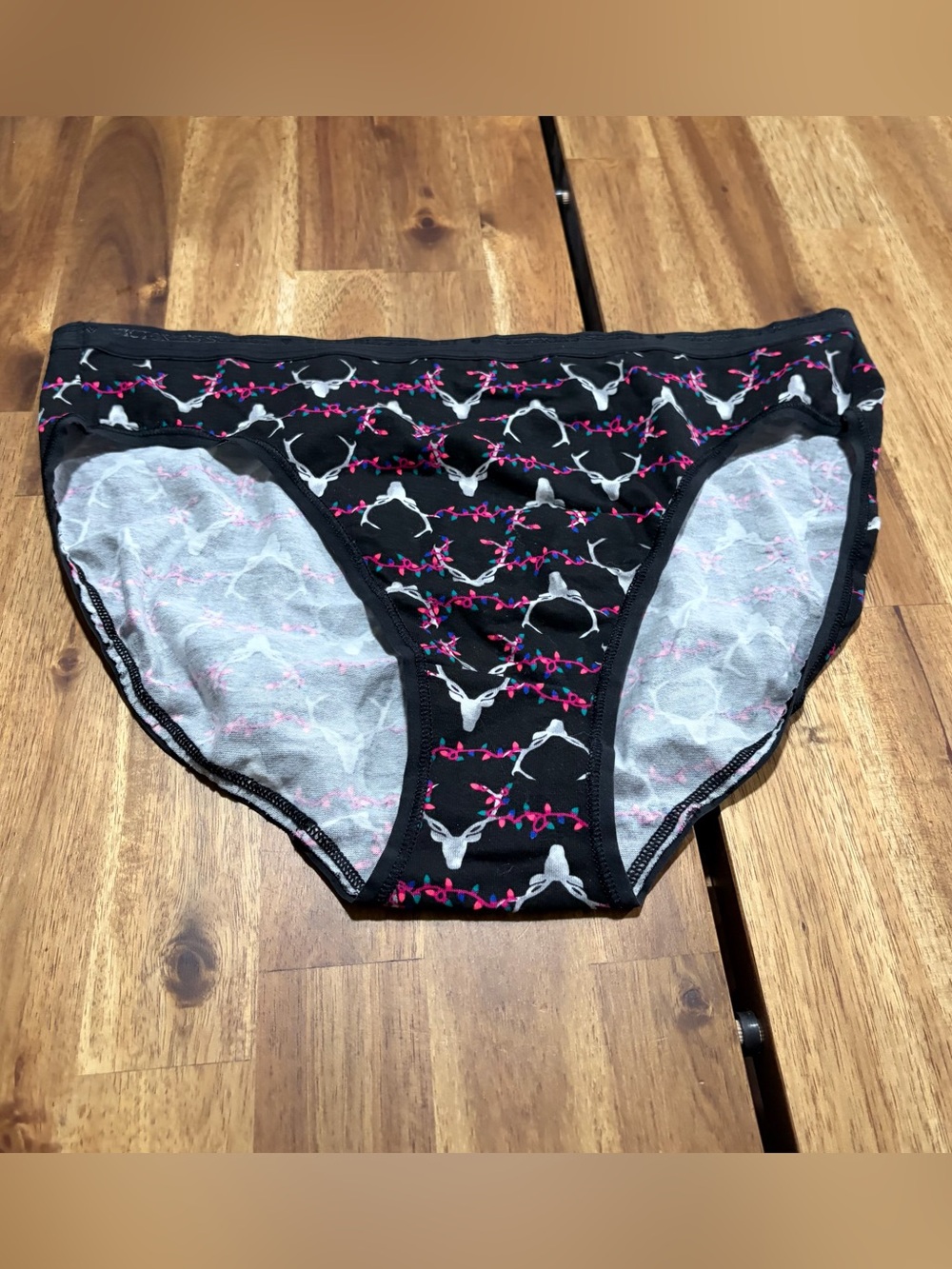 NWT Victoria's Secret Cotton Cheeky Panty Printed Black & Pink Medium